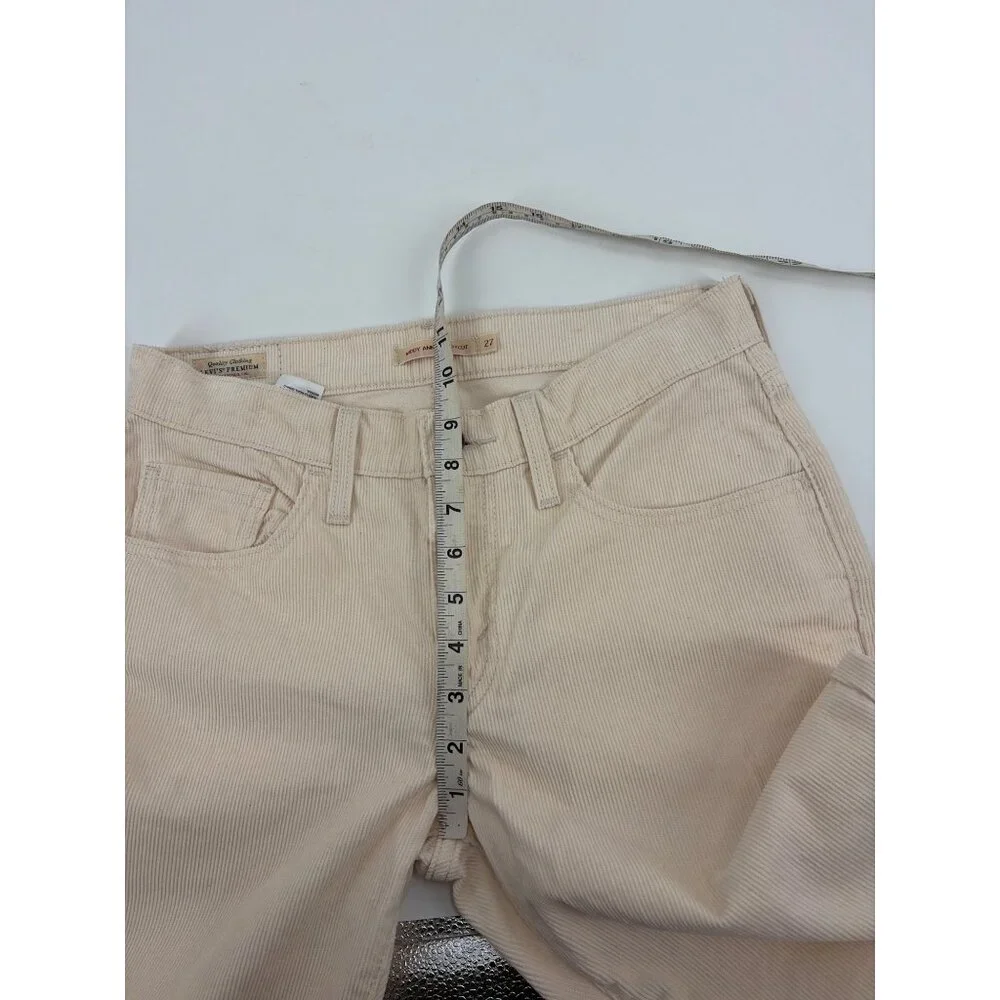 NWT Levis Womens 27x27 Middy Ankle Bootcut Pants Cotton Cream Corduroy Retro - Picture 9 of 11